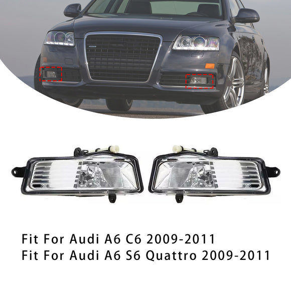 Pair Front Bumper Driving Fog Light Lamps For Audi A6 Avant 4F C6 2009-2011
