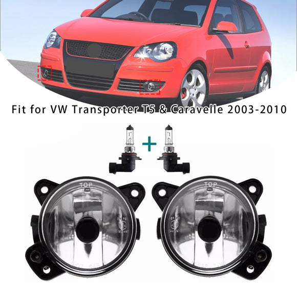 Pair Front Fog Light With Bulbs For VW Transporter T5 & Caravelle 2003-2010