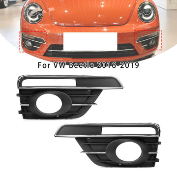 Pair Front Bumper Fog Light Grill Cover Bezel For 2016-2019 VW Beetle