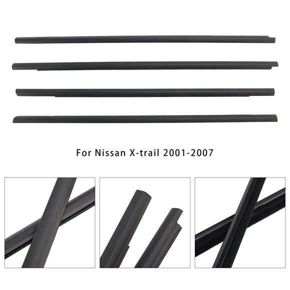 4PCS Window Weather Strip Seal Belt For Nissan X-trail 2001-2007