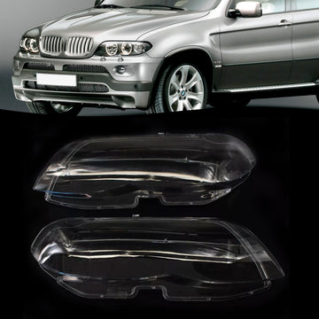 Couvercle transparent en verre pour phare avant, 2 pièces, pour BMW X5 E53 2004 – 2006