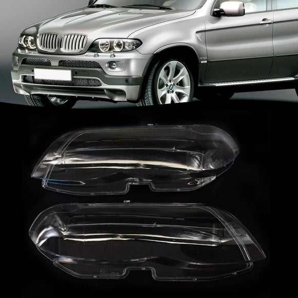 Cubierta transparente de cristal para faro delantero, 2 uds., para BMW X5 E53 2004-2006