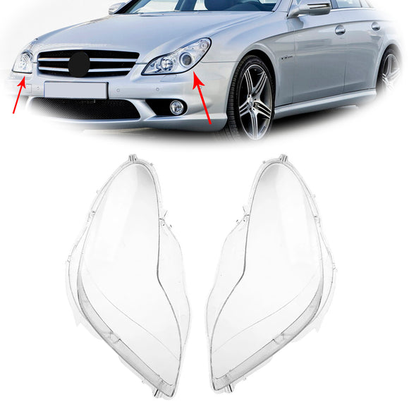 2 Stück klare Frontscheinwerferglasabdeckungen für Mercedes W219 CLS350 CLS500 2006-2011
