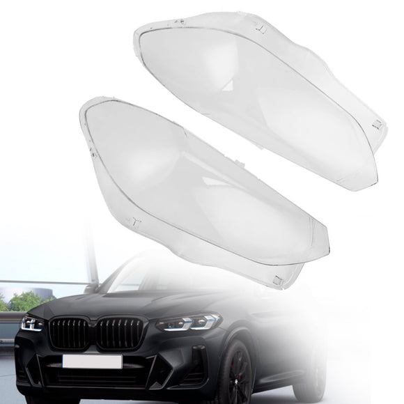 2PCS Front Headlight Glass Clear Cover For BMW X3 X4 G01 G02 G08 2018-2021
