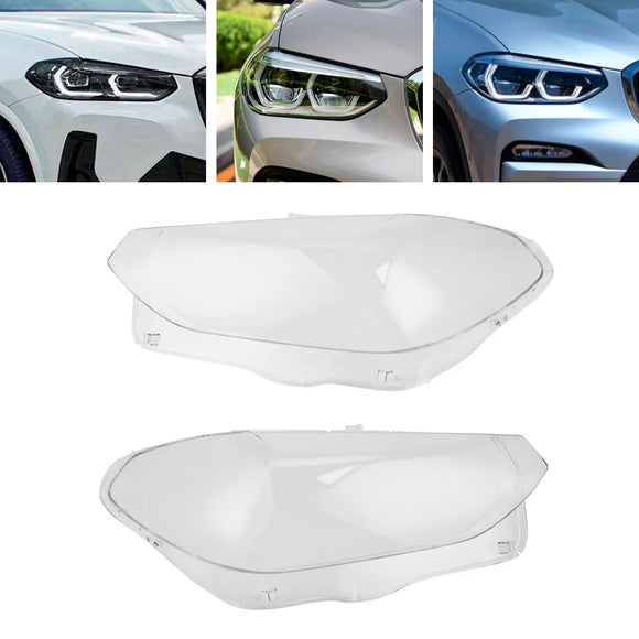 2PCS Front Headlight Glass Clear Cover For BMW X3 X4 G01 G02 G08 2018-2021