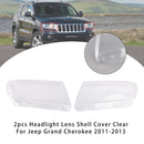 2pcs Headlight Lens Shell Cover Clear For Jeep Grand Cherokee 2011-2013-2