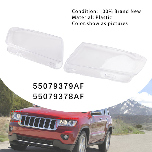2pcs Headlight Lens Shell Cover Clear For Jeep Grand Cherokee 2011-2013