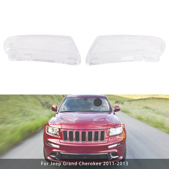 2pcs Headlight Lens Shell Cover Clear For Jeep Grand Cherokee 2011-2013