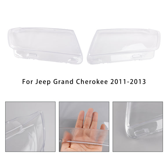 2pcs Headlight Lens Shell Cover Clear For Jeep Grand Cherokee 2011-2013