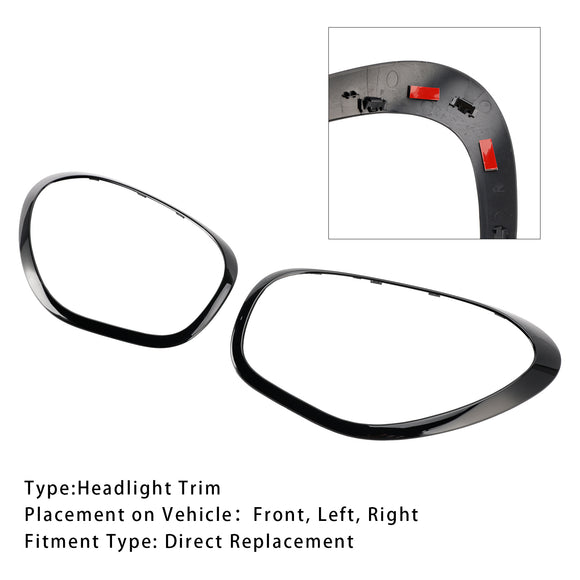 2 uds. Anillo ornamental de faros delanteros negros brillantes para Mini Cooper Countryman R60