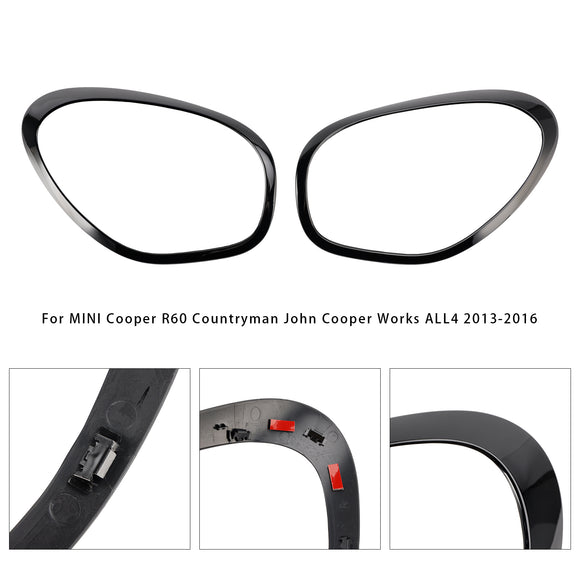 2 uds. Anillo ornamental de faros delanteros negros brillantes para Mini Cooper Countryman R60