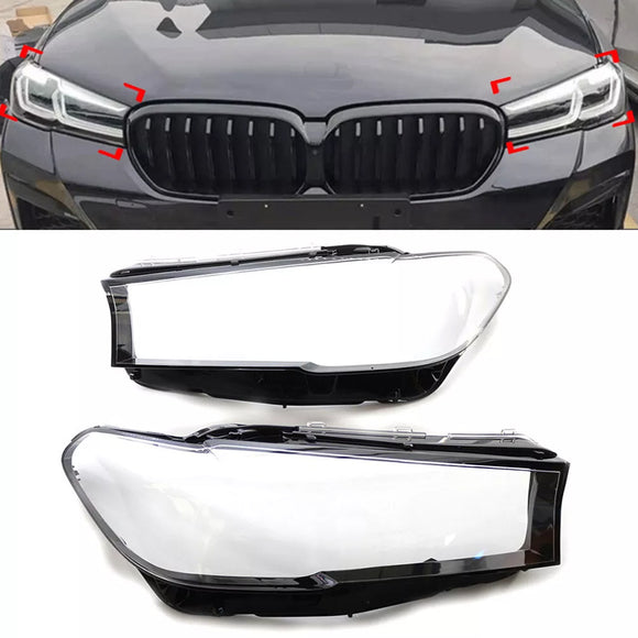 2PCS Scheinwerfer Scheinwerfer Objektiv Abdeckung Shell Für BMW 5 SERIES G30 G38 2020-2022