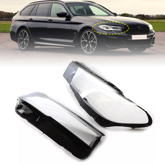 2PCS Scheinwerfer Scheinwerfer Objektiv Abdeckung Shell Für BMW 5 SERIES G30 G38 2020-2022