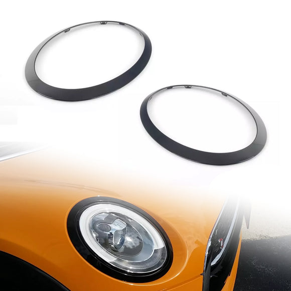 2 uds anillo embellecedor de bisel de faro negro brillante para Mini Cooper F55 F56 F57 14-21