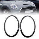 2 uds anillo embellecedor de bisel de faro negro brillante para Mini Cooper F55 F56 F57 14-21-5
