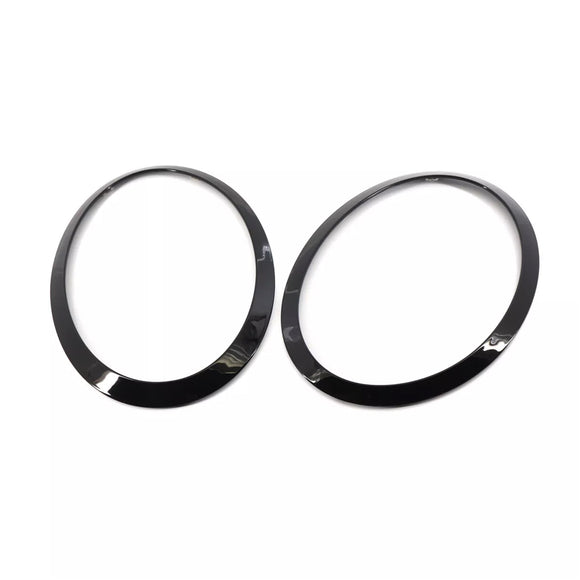 2 uds anillo embellecedor de bisel de faro negro brillante para Mini Cooper F55 F56 F57 14-21