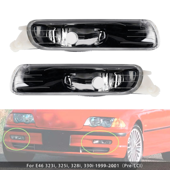 Pair Front Bumper Fog Light Without Blubs  For E46 323i 325i 1998-2001£¨Pre-LCI£©