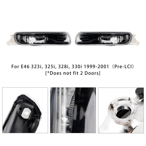 Pair Front Bumper Fog Light Without Blubs  For E46 323i 325i 1998-2001£¨Pre-LCI£©