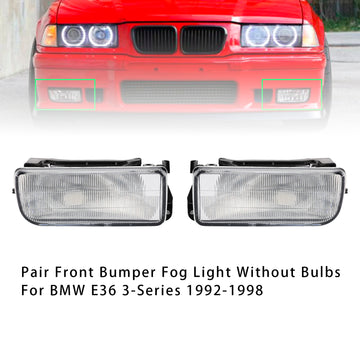 Pair Front Bumper Fog Light Without Bulbs For BMW E36 3-Series 1992-1998