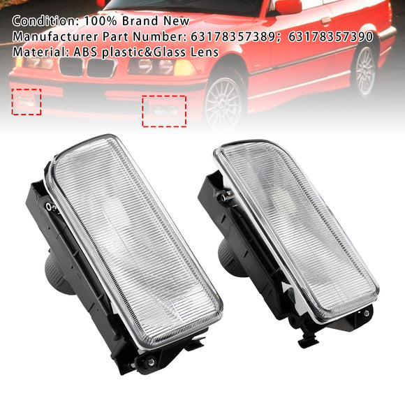 Pair Front Bumper Fog Light Without Bulbs For BMW E36 3-Series 1992-1998
