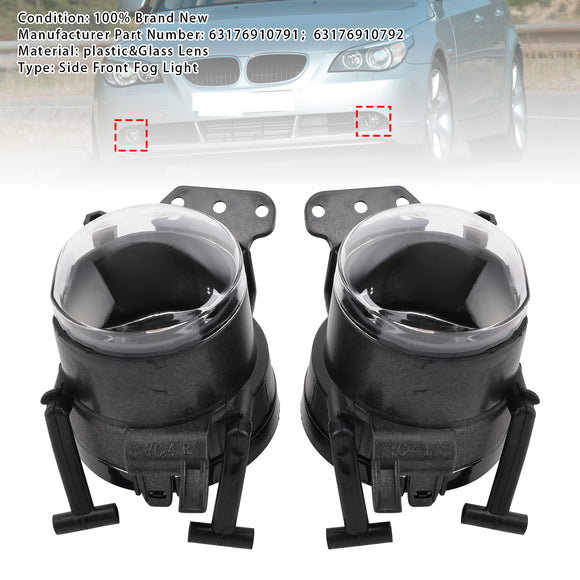 Pair Front Bumper Fog Light Lamp Bulb Housing For BMW E60 5-Series  2004-2007