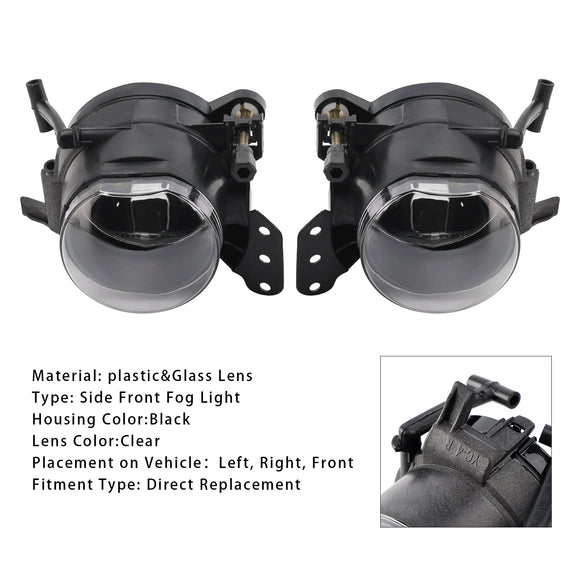 Pair Front Bumper Fog Light Lamp Bulb Housing For BMW E60 5-Series  2004-2007