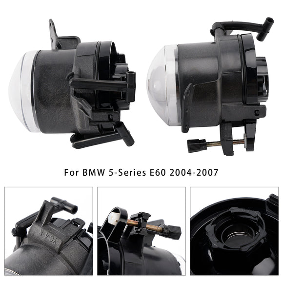 Pair Front Bumper Fog Light Lamp Bulb Housing For BMW E60 5-Series  2004-2007