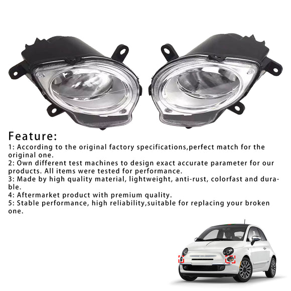 Vasen+oikea kaukovalojen ajovalo Fiat 500 Hatchback 2008-2015