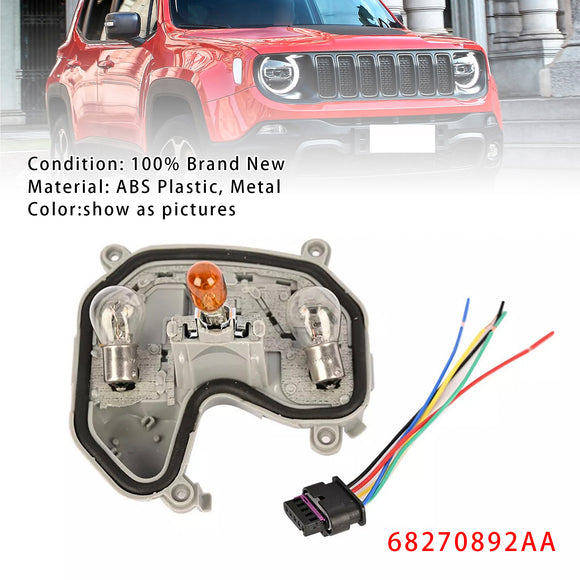 Rear Left Tail Lamp Bracket & Plug Bulb 68270892AA For Jeep Renegade 2015-2023