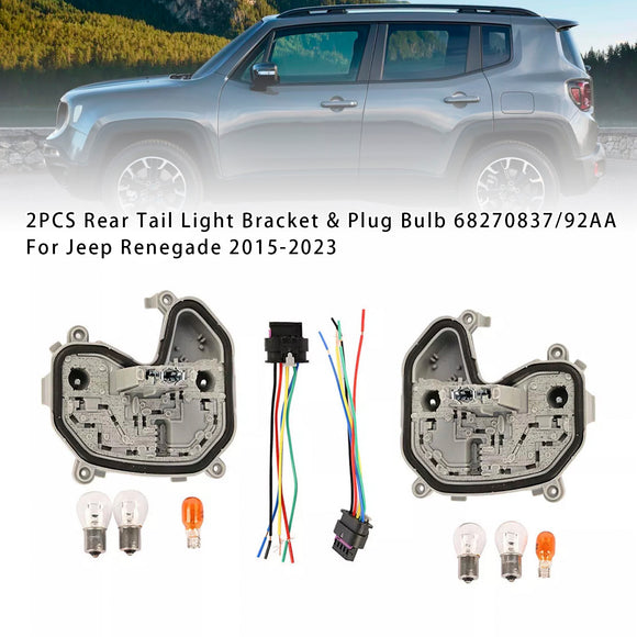 2 Stuks Achterlicht Beugel  &  Plug Lamp 68270837/92AA Voor Jeep Renegade 15-23