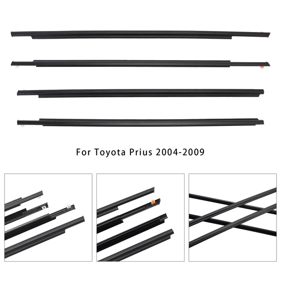 4PCS Door Glass Belt Outer Molding Weatherstrip For Toyota Prius 2004-2009