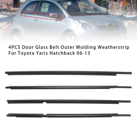 Burlete de moldura exterior con correa de cristal para puerta, 4 Uds., para Toyota Yaris Hatchback