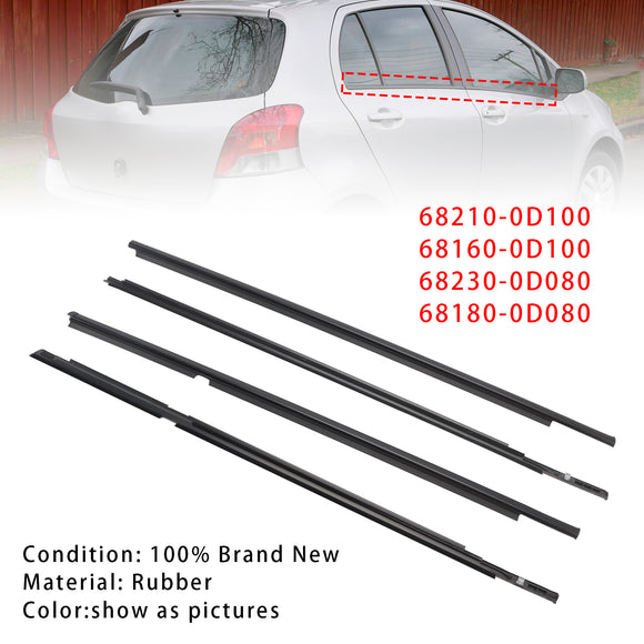 Burlete de moldura exterior con correa de cristal para puerta, 4 Uds., para Toyota Yaris Hatchback