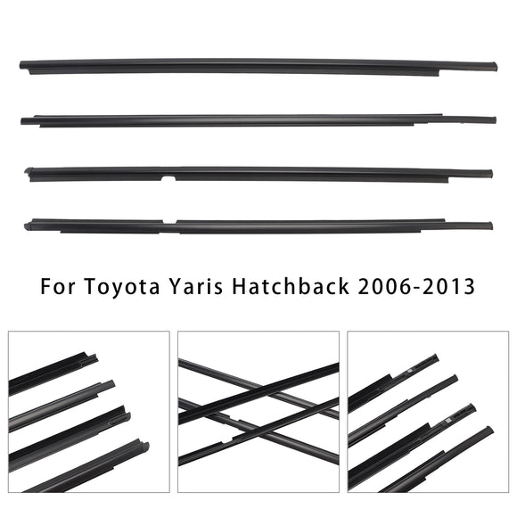 Burlete de moldura exterior con correa de cristal para puerta, 4 Uds., para Toyota Yaris Hatchback
