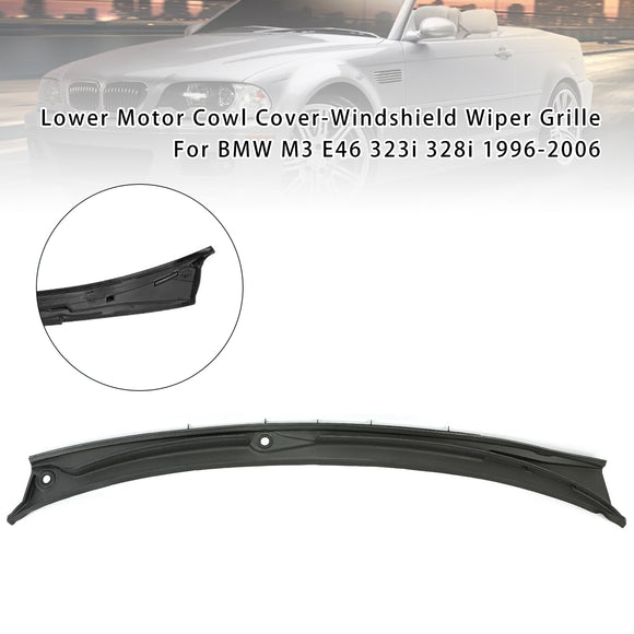 BMW E46 323i 325i 328i 330i M3 1996-2006 Alempi moottorikopan kansi - tuulilasin pyyhkimen säleikkö