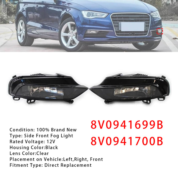Pair Front Fog Light Lamps With Bulbs For Audi A3 Saloon 8V0941699B 2015-2016