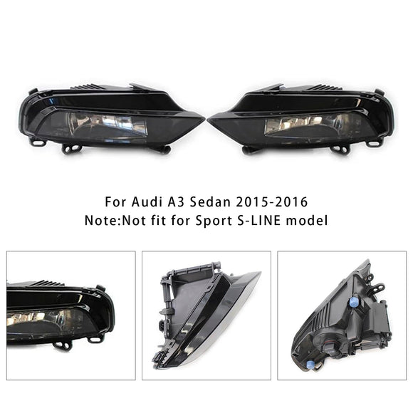 Pair Front Fog Light Lamps With Bulbs For Audi A3 Saloon 8V0941699B 2015-2016