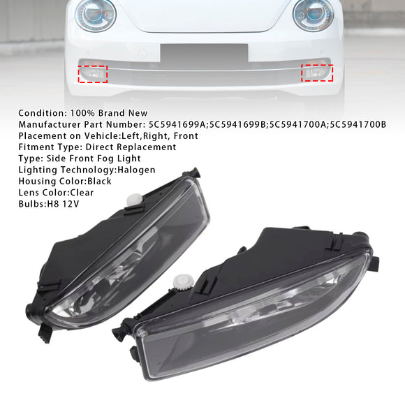 Pair Front Bumper Fog Lights With Bulbs For VW Beetle 2012-2016 5C5941700A