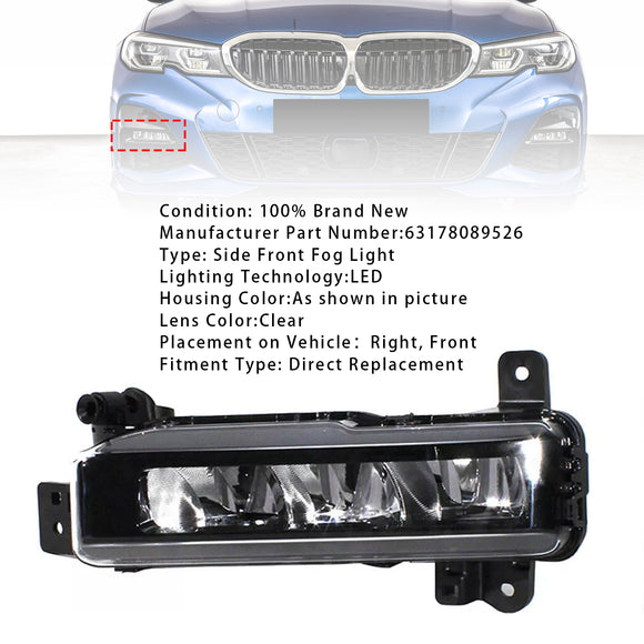 1 Uds. Luz antiniebla delantera LED para BMW G20 G21 X1 F48 LCI F45 F46 63178089526