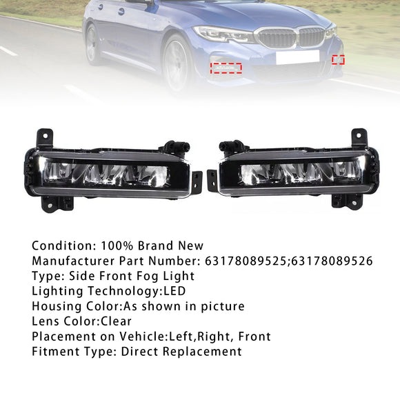 Paar Led Voorbumper Mistlampen Voor Bmw G20 G21 X1 F48 Lci F45 F46 2017-2021 63178089525 63178089526