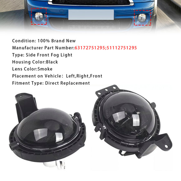 Pair Front Bumper Fog Light For Mini R55 R56 R58 R59 R60 63172751295 Smoke Lens