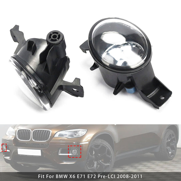 Pair Front Fog Light Lamps Without Bulbs For BMW X6 E71 E72 08-11 63177187631