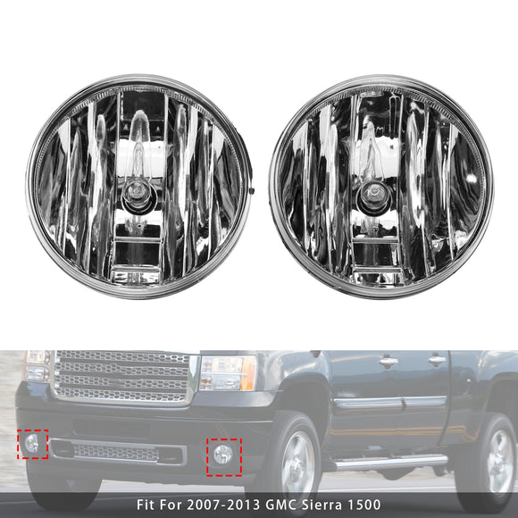 Pair Front Fog Lights Lamps With Bulbs For GMC Sierra 1500 2007-2013 Clear Lens