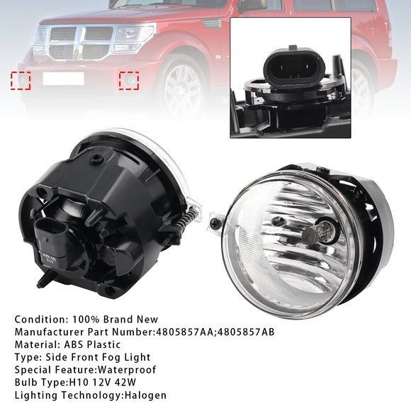 Par de luces antiniebla para Dodge Chrysler Caliber Jeep Compass 4805857AA lente transparente