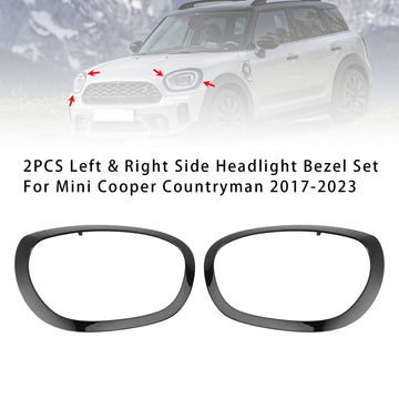 2PCS Left & Right Side Headlight Bezel Set For Mini Cooper Countryman 2017-2023 - 0