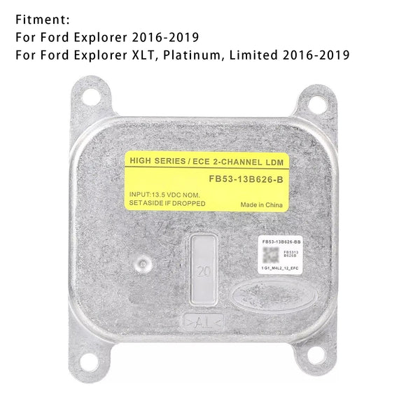 LED Headlight Module Ballast Unit FB53-13B626-B For Ford Explorer 2016-2019