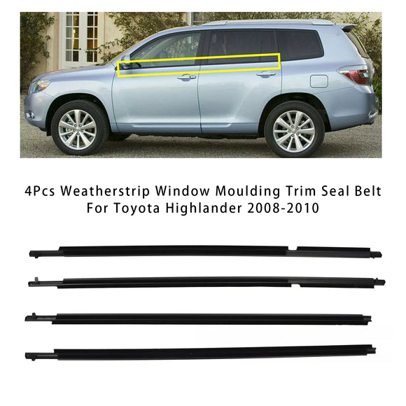 4 kpl Weatherstrip Ikkunan Muotoilu Trimmun tiivistehihna Toyota Highlander 2008-2010