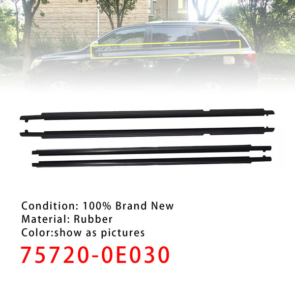 4 kpl Weatherstrip Ikkunan Muotoilu Trimmun tiivistehihna Toyota Highlander 2008-2010