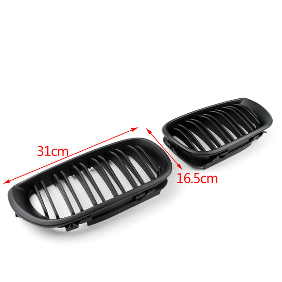 Front Kidney Hood Grille Grill For BMW E46 3 Series 4 Door 2002-2005 Matte Black