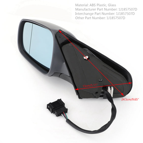 Left Hand Side Door Wing Mirror Heated Electric Primed For VW Golf Mk4 97-04